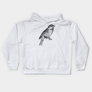 Bird Sparrow Hand Drawn Kids Hoodie